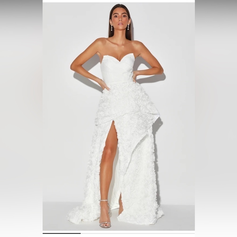 Bariano x Lulus Georgiana White Strapless Maxi Dress